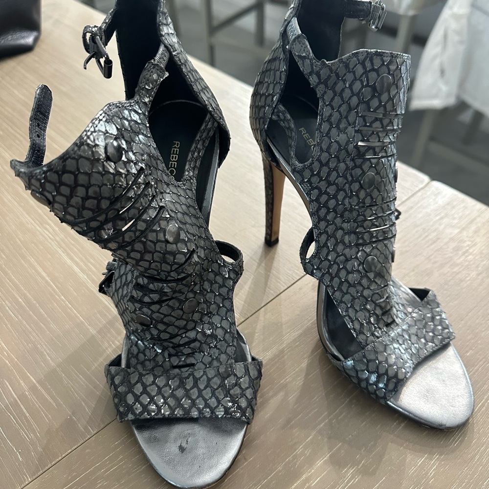 Rebecca Minkoff Metallic Snakeskin Heels